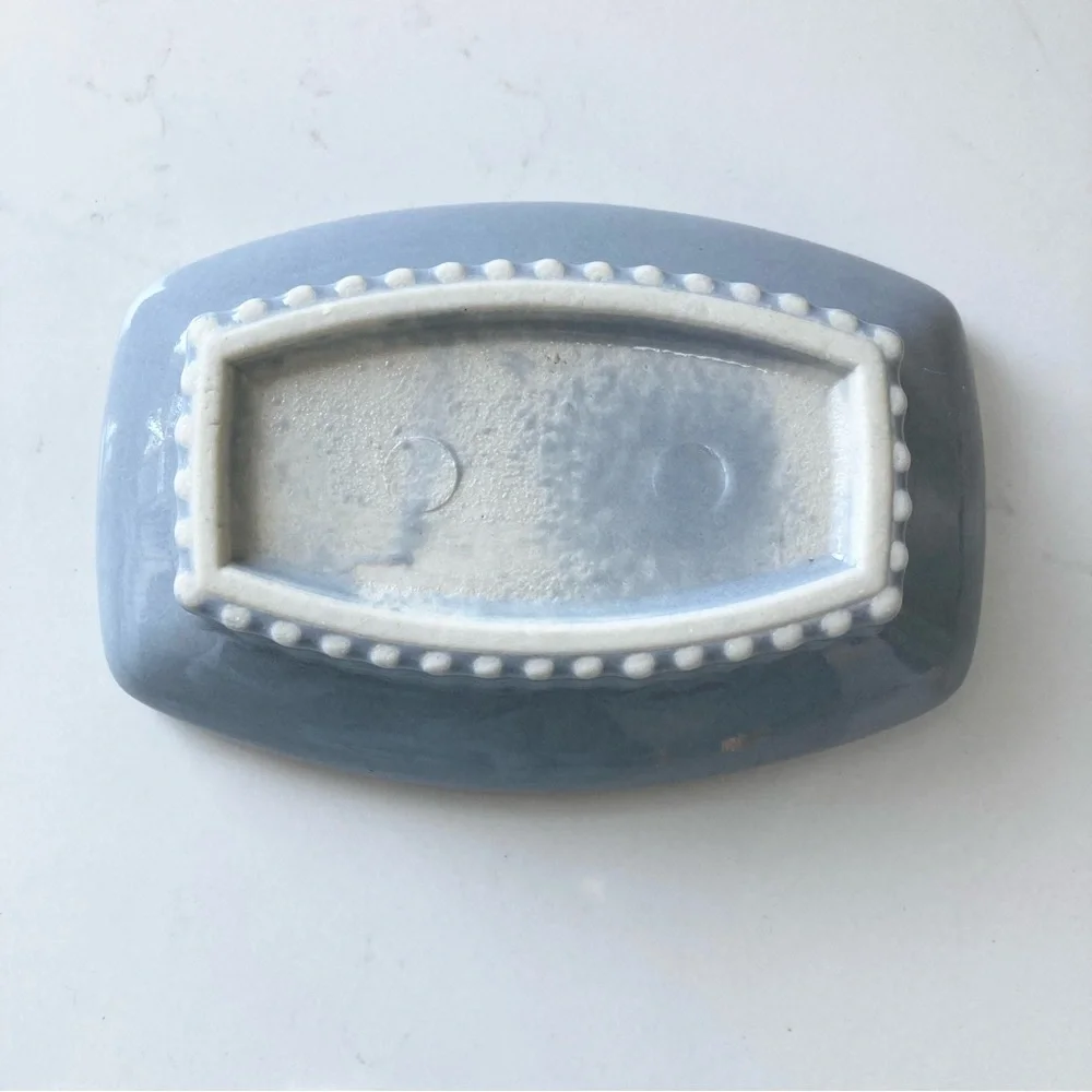 Castile Soap Peppermint & Almond Scented Bar Soap/Hearts, gray ceramic soap dish